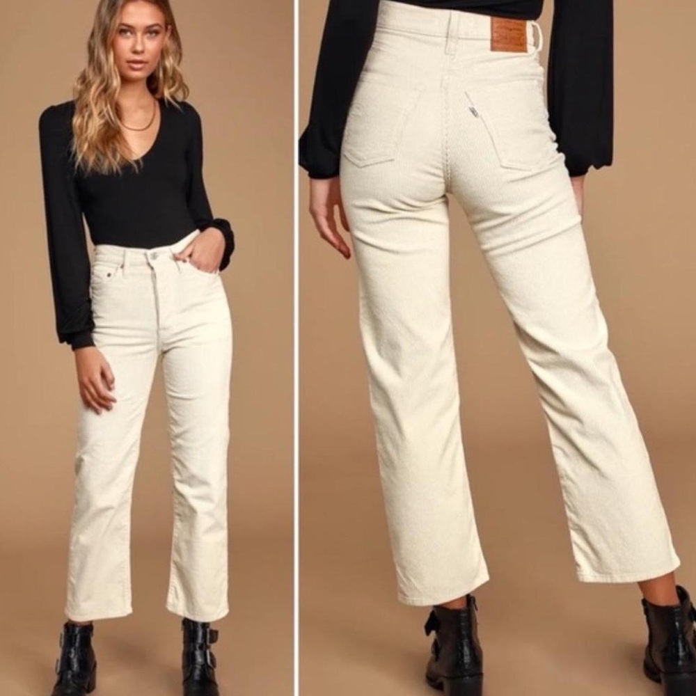 Levi’s rib cage straight ankle ivory corduroy pants - no stretch - Picture 7 of 8